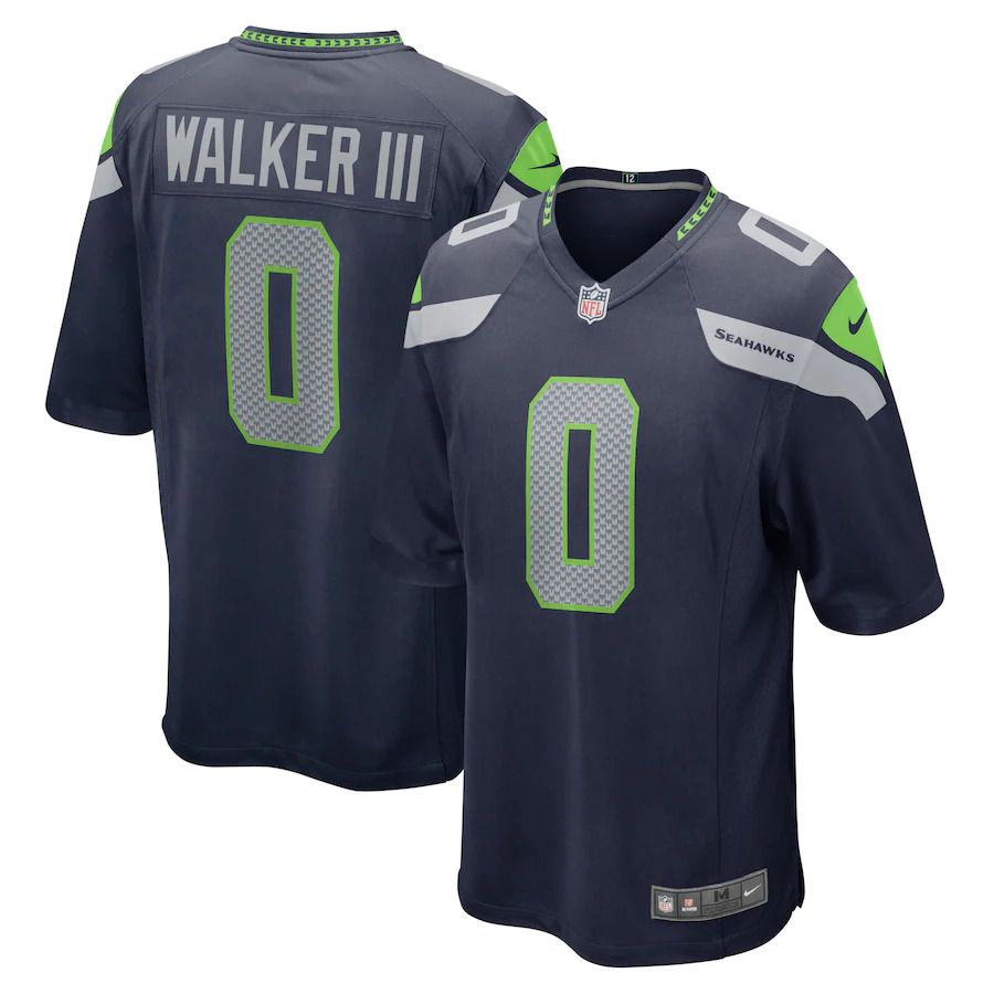 Men Seattle Seahawks 0 Kenneth Walker III Nike College Navy 2022 NFL Draft Pick Player Game Jersey